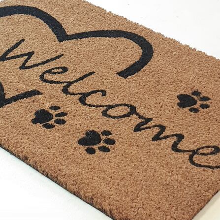 kusová rohožka Welcome - srdce - v ploše